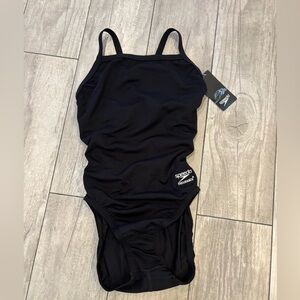 SPEEDO 28 Endurance+ Flyback One Piece Black swimsuit small Endurance Plus women